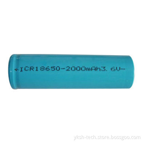 LIR18650 2,000mAh High-capacity Cylindrical Li-ion Rechargeable Battery, 3.6V for Laptop